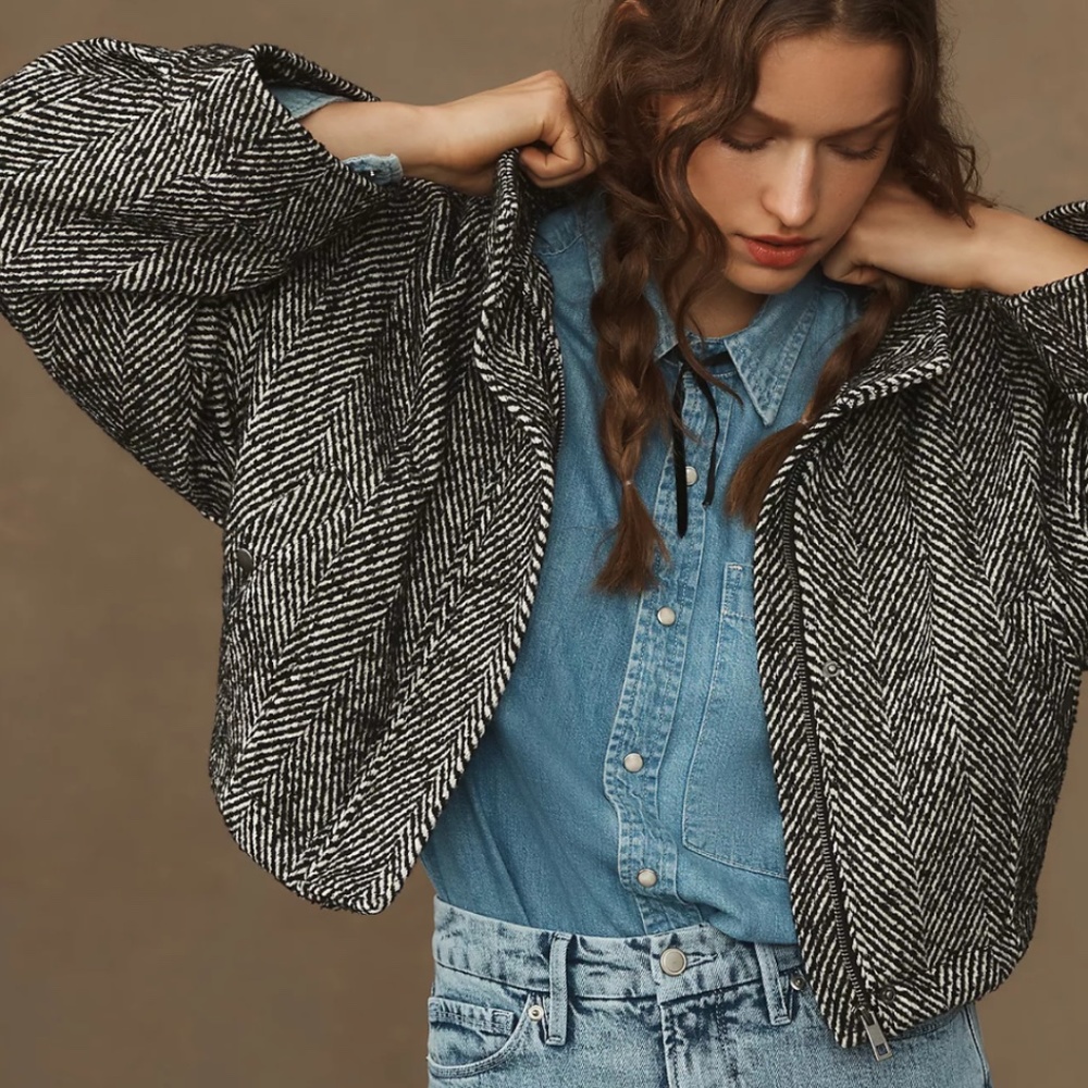 NWT By Anthropologie Cropped Twill Dolman Jacket